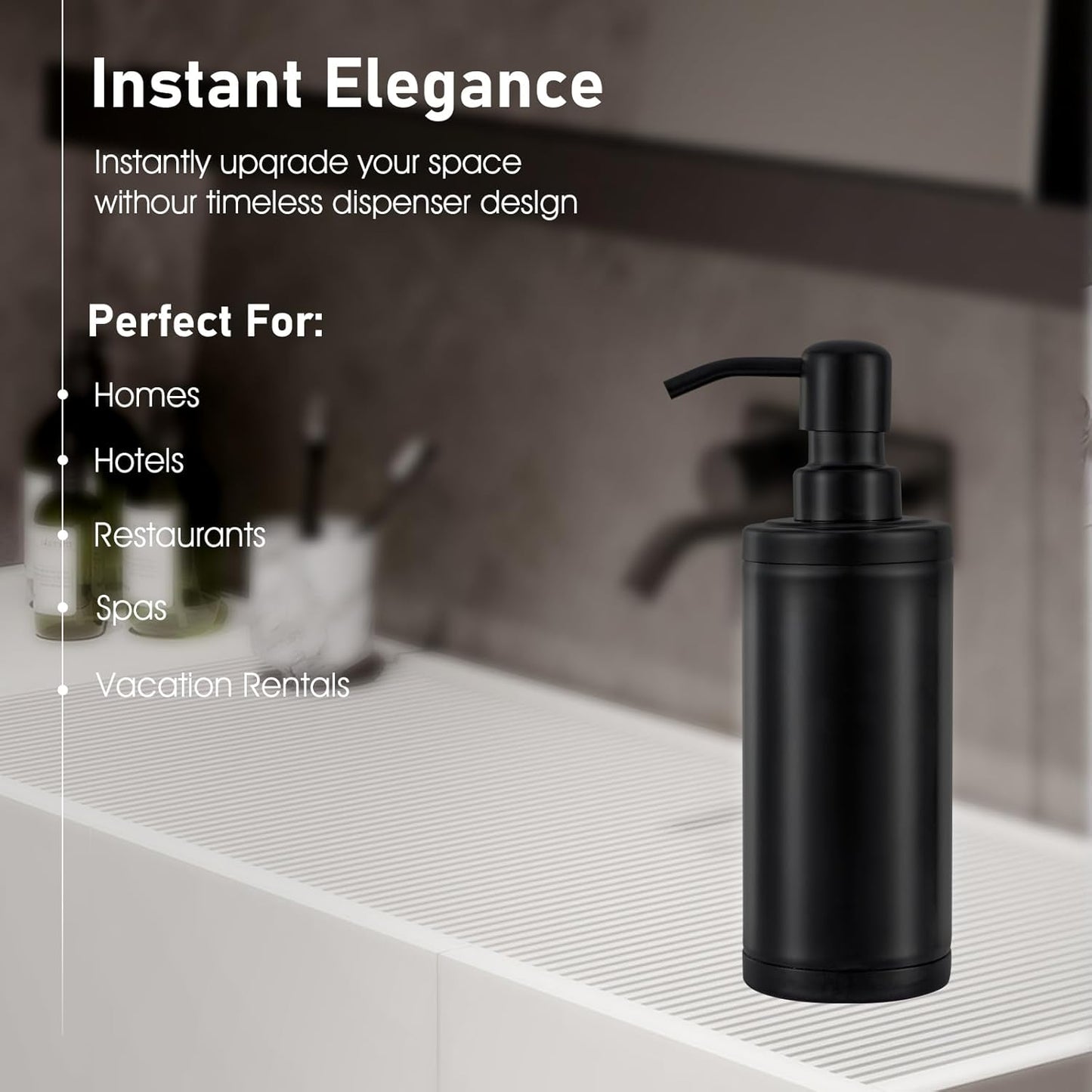 GAPPO Matte Black Soap Dispenser, Stainless Steel Metal Pump Hand Lotion Bottle for Bathroom, Bedroom, Kitchen (300ML)