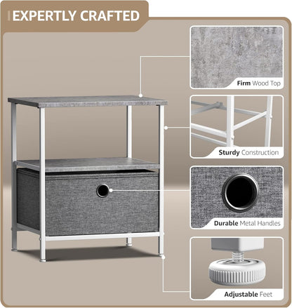 1-Drawer Closets, Sorbus Nightstand Shelf Storage - Bedside Furniture & End Table Chest Dresser with Steel Frame, Wood