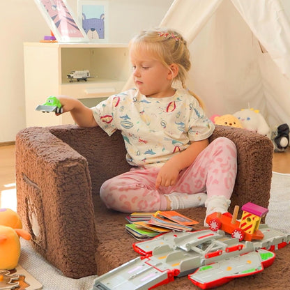 2-in-1 ALIMORDEN Toddler Couch Foldable Cuddly Chair, Soft Foam Chair Lightweight for Boys & Girls, Playroom or Living