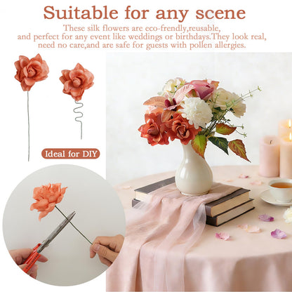 Pink Artificial Flowers Combo Set - Silk Roses Orchid Hydrangea for Wedding Bouquets, DIY Bridal Flower Arrangements, Wedding Table Centerpieces for Receptions, Cake Decor, Home Party Decoration