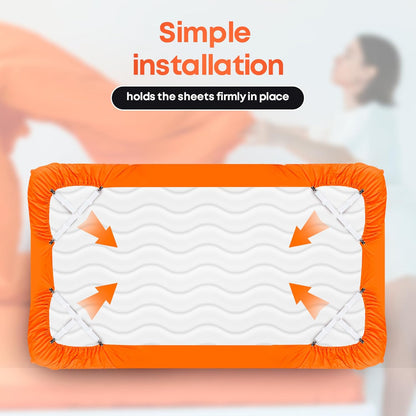 5 STARS UNITED Bed Sheet Straps Set | Adjustable Elastic Fasteners with Metal Clips | Sheet Holders for Corners |