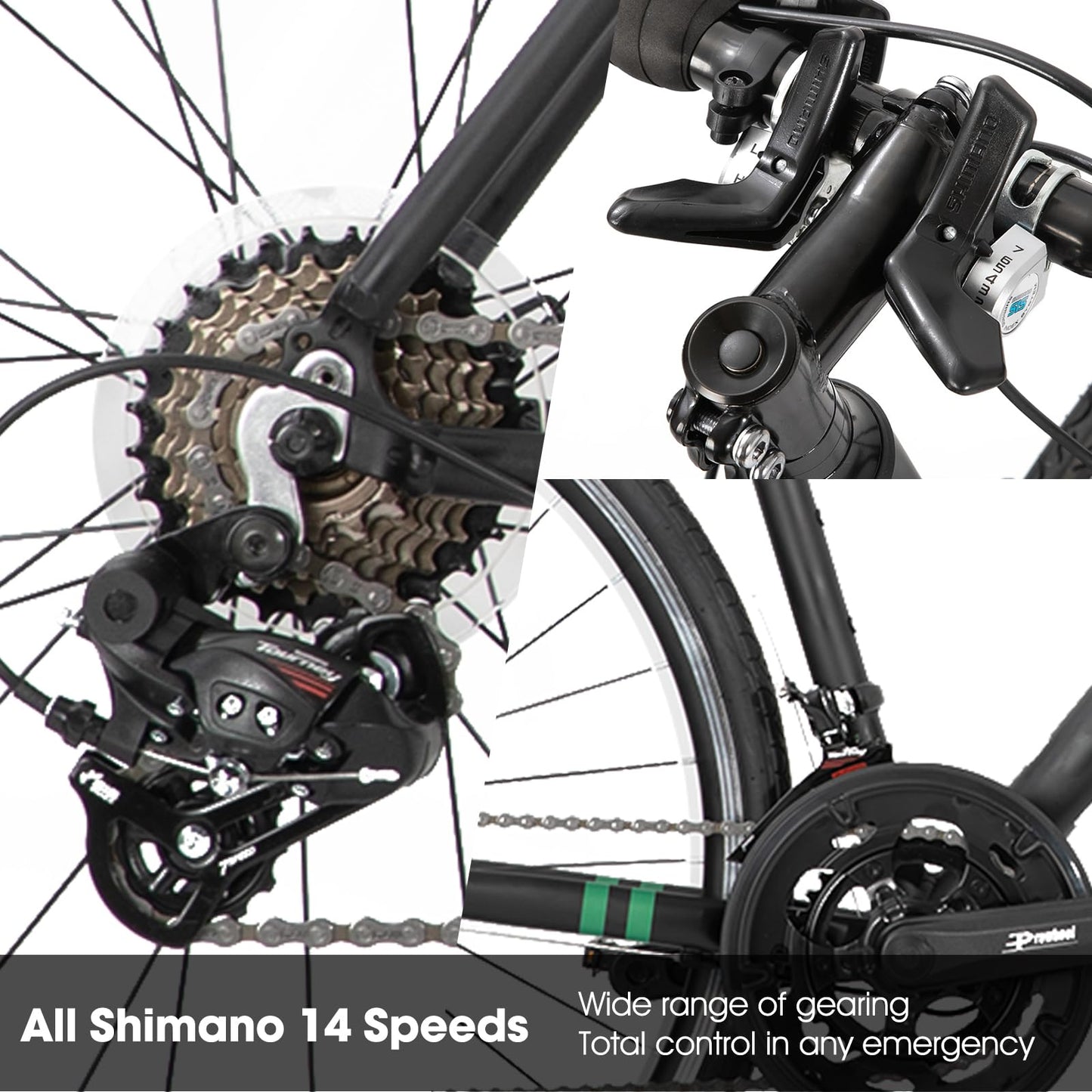 HH HILAND 700c Road Bike 14 Speed, Aluminum Frame Racing Bike, City Commuter Bicycle for Men Women