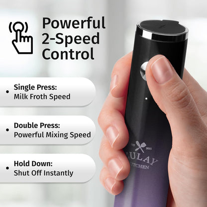 Zulay Kitchen Rechargeable Milk Frother - Powerful 2-Speed Motor, Waterproof, 2000mAh Battery | Perfect for Lattes, Cappuccinos & Matcha - Lux Galaxy