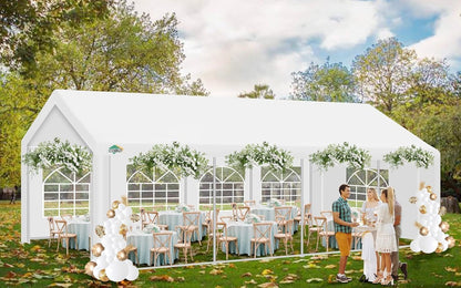 COBIZI 13x26 Party Tent Heavy Duty for Parties, Powder Coating (Better Than Galvanized), Large Outdoor Event Gazebo with Removable Sidewall & Built-in Sandbag, Waterproof for Church & Wedding, White