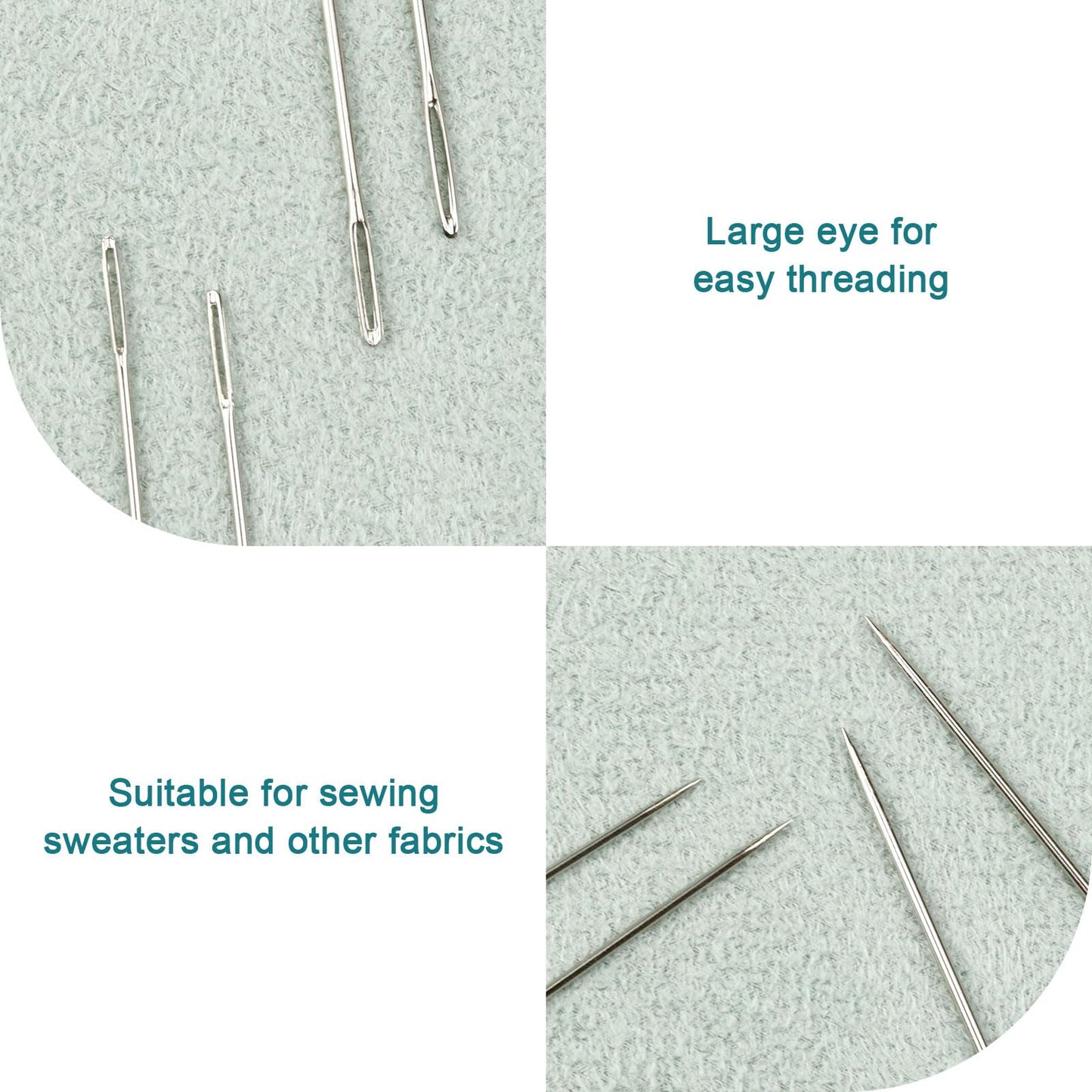 FIVEIZERO 80/40 PCS Large Eye Sewing Needles, 7 Sizes Sewing Sharp Needles, Leather Needle Embroidery Thread Needle, Stainless Steel Yarn Knitting Needles with Threaders for Handsewing Art Crafts