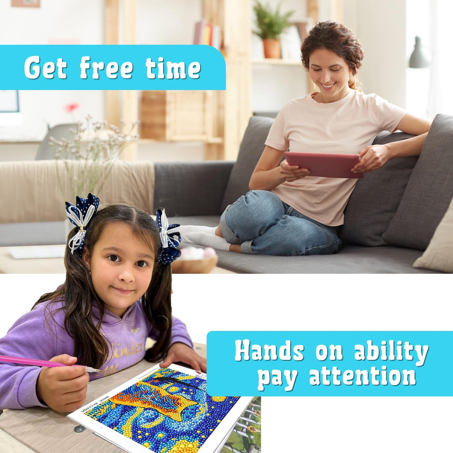 Libfx Diamond Art Kits for Kids 4 Pcs Diamond Art for Girls Boys Beginners Arts and Crafts for Kids Ages 8-12 (Dog Cat Penguin Owl)