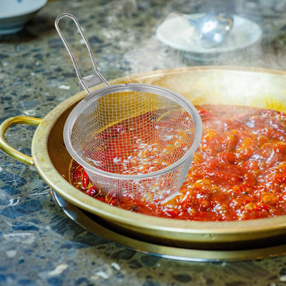 Toyvian 304 Stainless Steel Hot Pot Strainer Scoops, 2Pcs Fine Mesh Food Strainer Basket with Handle for Noodles Pasta Dumplings Cooking Skimmer Colander for Boiling Blanching