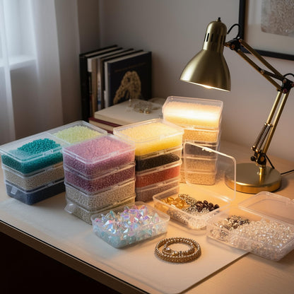 Thintinick 12 Pack Rectangular Clear Plastic Storage Containers Box with Hinged Lid for Beads and Other Small Craft Items (4.5 x 3.3 x 1.1 inch)