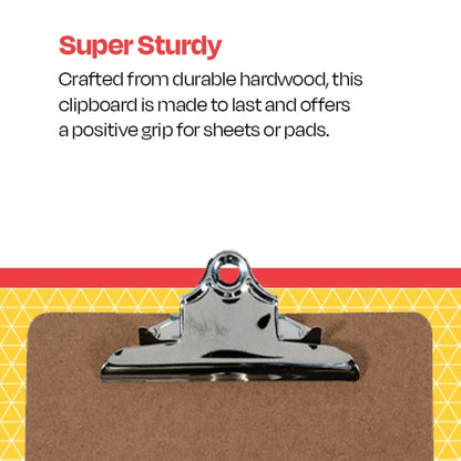 School Smart Hardwood Clipboard - Letter Size Bright Nickel 9 X 12-1/2 in
