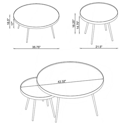 Coaster Home Furnishings - Kaelyn - 2-Piece Round Mirror Top Nesting Coffee Table with Metal Frame - Contemporary - Living Room - Gold - 723918