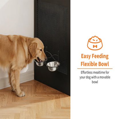 Garvee Double Dog Crate Furniture, 71'' Large Dog Crate Furniture for 2 Dogs with 4 Sliding Doors and 4 Drawers, Dog Kennel Furniture for Large Dogs Indoor with Feeding Bowls, Black