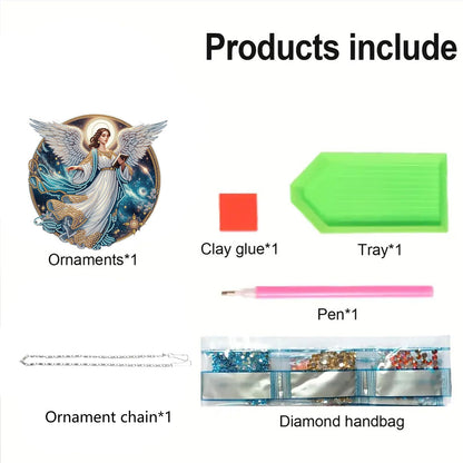 ARTopet DIY Diamond Pendant Ornament - Special Shaped Crystal Art Painting - Hanging Single Sided Ornament for Home Garden Wall Door Decor - Angel