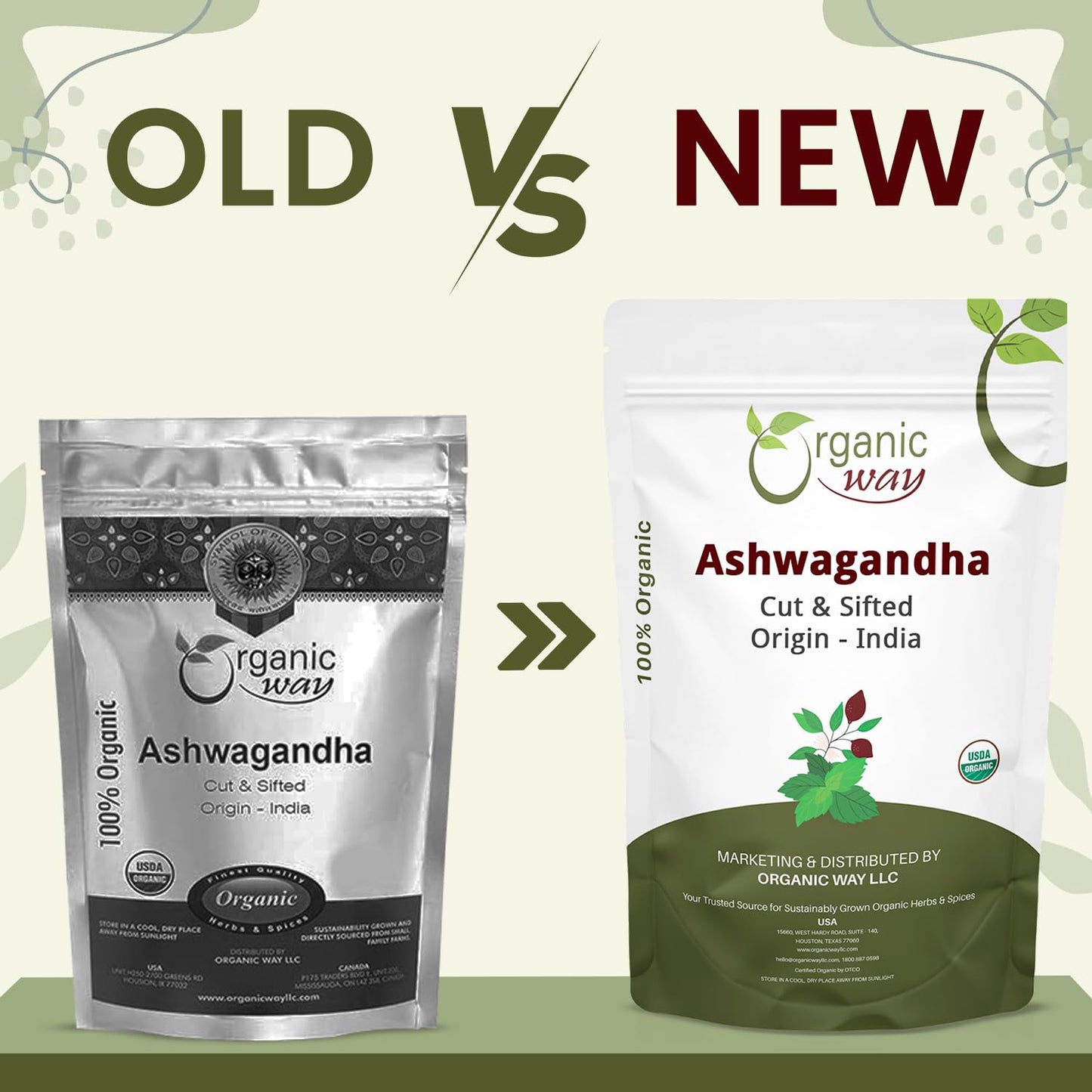 Organic Way Ashwagandha Root Cut & Sifted (Withania somnifera) - Organic & Kosher Certified | Vegan, Non GMO & Gluten Free | USDA Certified | Origin - India (1LBS / 16Oz.)