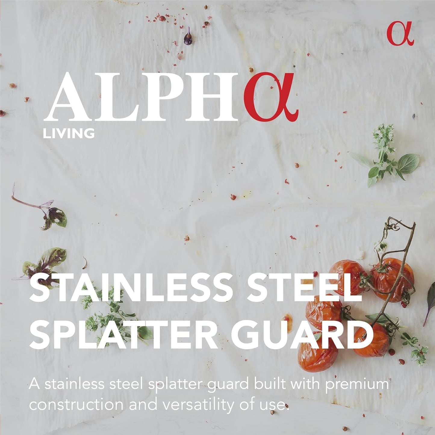 ALPHA LIVING 2 Pack Splatter Guard for Frying Pan & Food Strainer and Universal Cookware 13" - Stops Hot Oil Splash - RED Handle - Splatter Screen for Cooking - Alpha Living