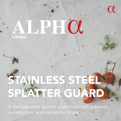 ALPHA LIVING 2 Pack Splatter Guard for Frying Pan & Food Strainer and Universal Cookware 13" - Stops Hot Oil Splash - RED Handle - Splatter Screen for Cooking - Alpha Living