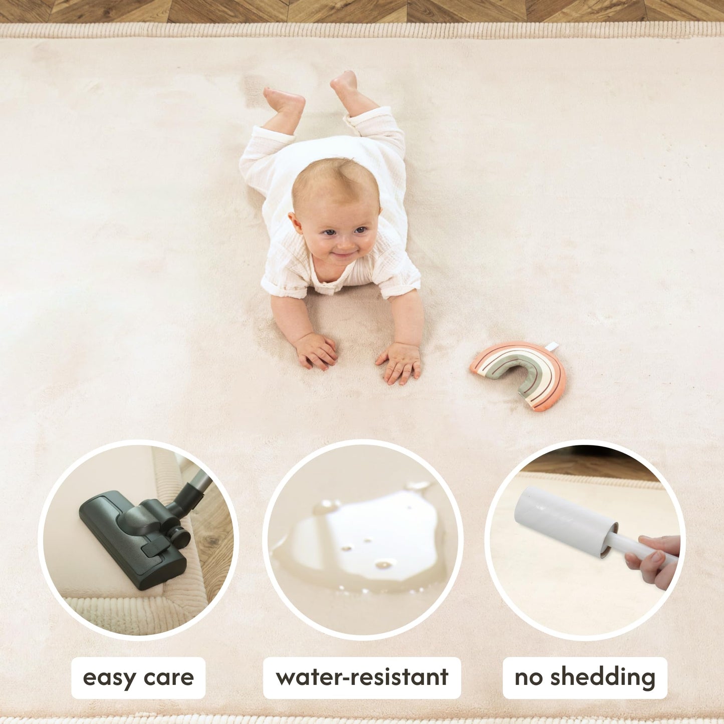 Hakuna Matte CloudSoft Mat for Floor 60" x 80" Beige – Coral Velvet Memory Foam Rug – Non-Slip, Water-Resistant