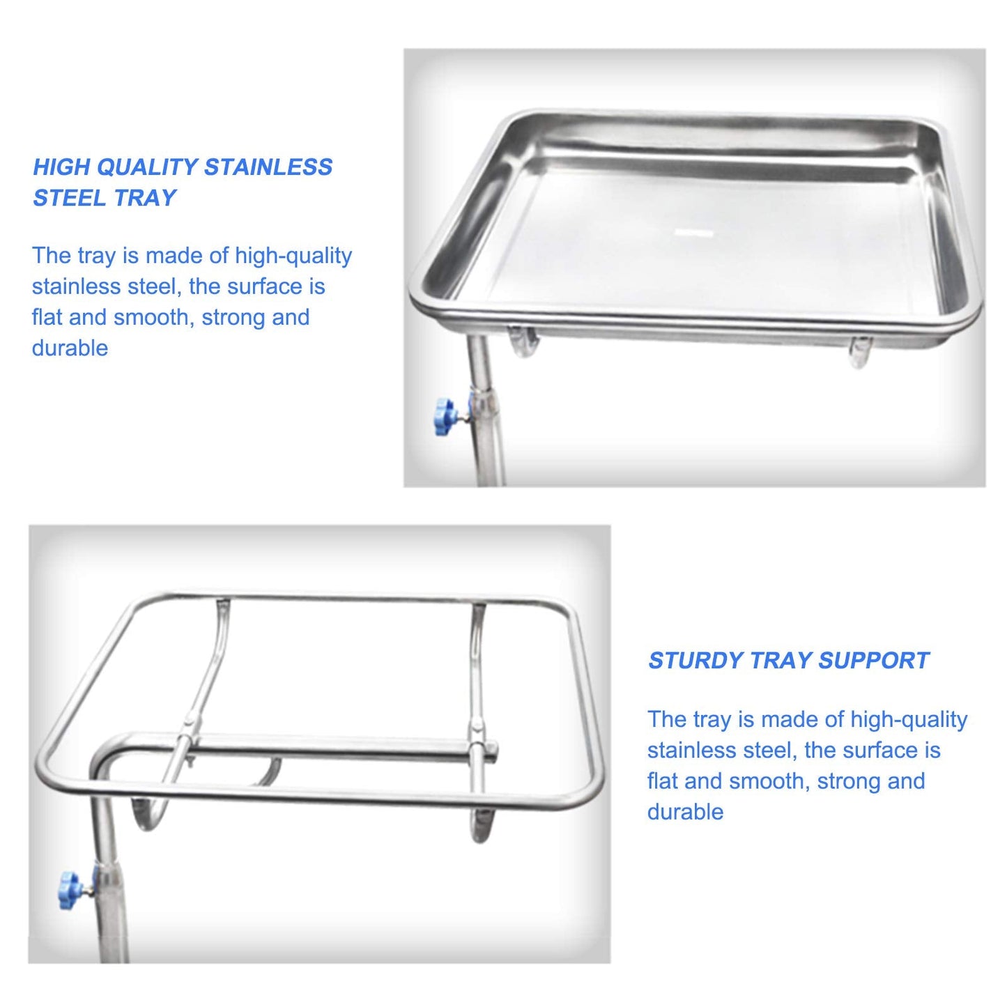 Shelf Stainless Steel Rolling Cart with Wheels for Kitchen,Rolling Tool Trolley Cart with Storage Tray, Home, Medical(B)