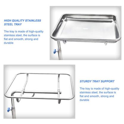 Shelf Stainless Steel Rolling Cart with Wheels for Kitchen,Rolling Tool Trolley Cart with Storage Tray, Home, Medical(B)