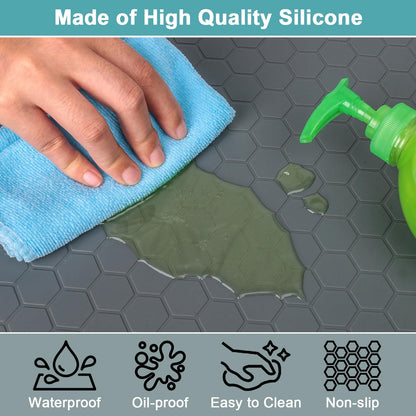 Silicone Under Sink Mat 22" x 19", Under Sink Mats for Kitchen Waterproof, Under Sink Protector Mats for Cabinets, Under Sink Tray Organizer for Kitchen and Bathroom, Gray