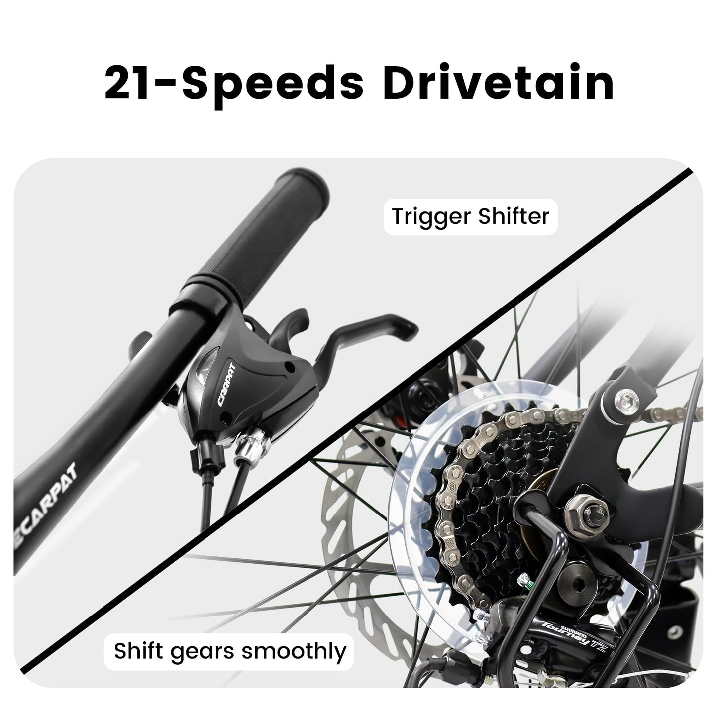 Ecarpat Full Dual Suspension 26 Inch Mountain Bike, 21-Speed Disc Brake, Front Fork Rear Shock Absorber Carbon Steel Frame Mountain Bike, Mens Womens Trail Commuter City Bicycles