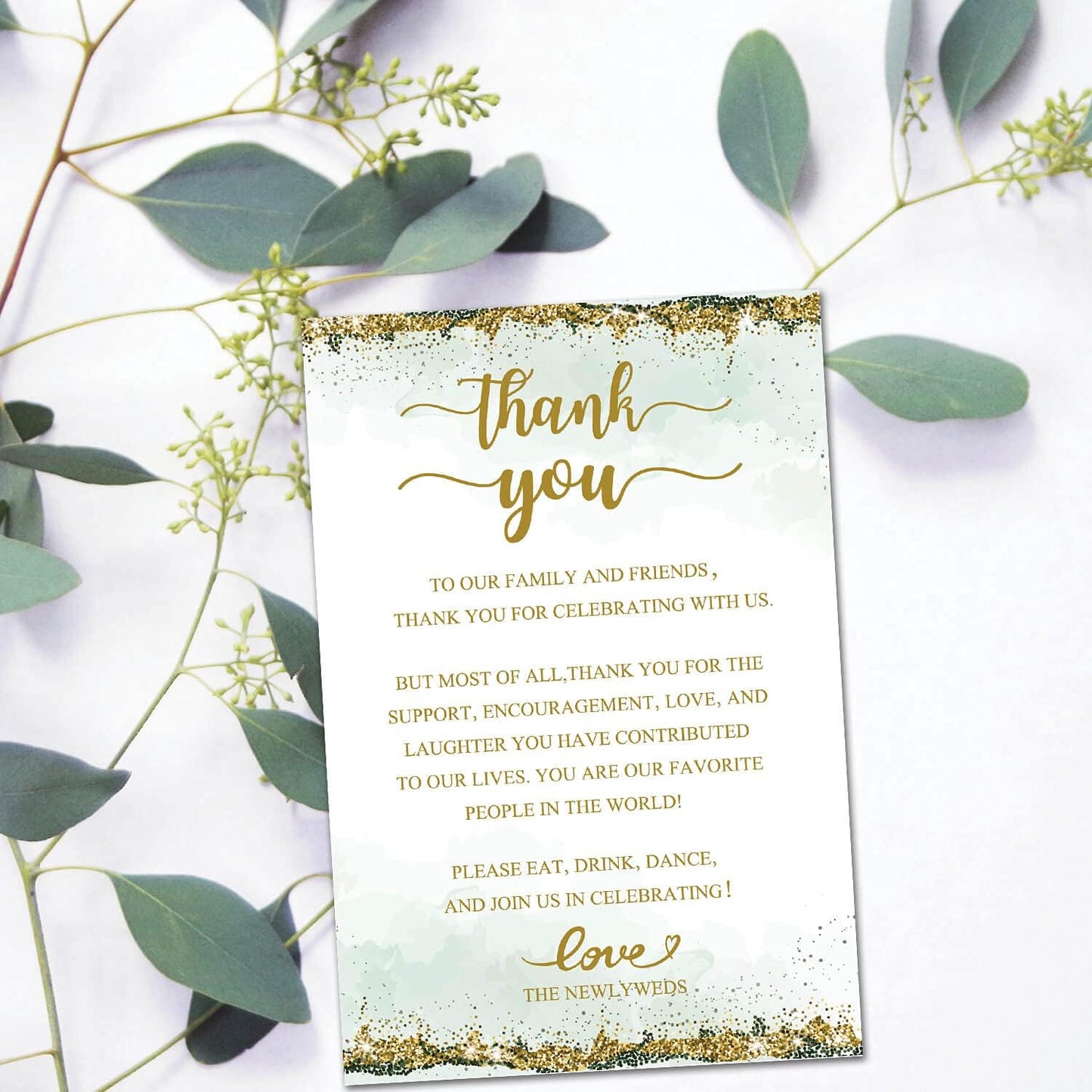 TENTADO 50 Wedding Thank You Place Cards, Thank You Table Sign for Wedding Reception, 4X6 inch