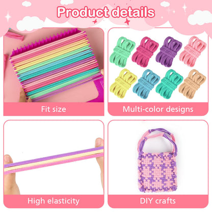1000pcs Refill Loops for 7-Inch Weaving Loom Potholder Loop in 8 Colors, Durable Nylon DIY Kit Crafts Projects Pastel Loops Flexible Loom Kit Elastic Ideal Gifts for Girls Ages