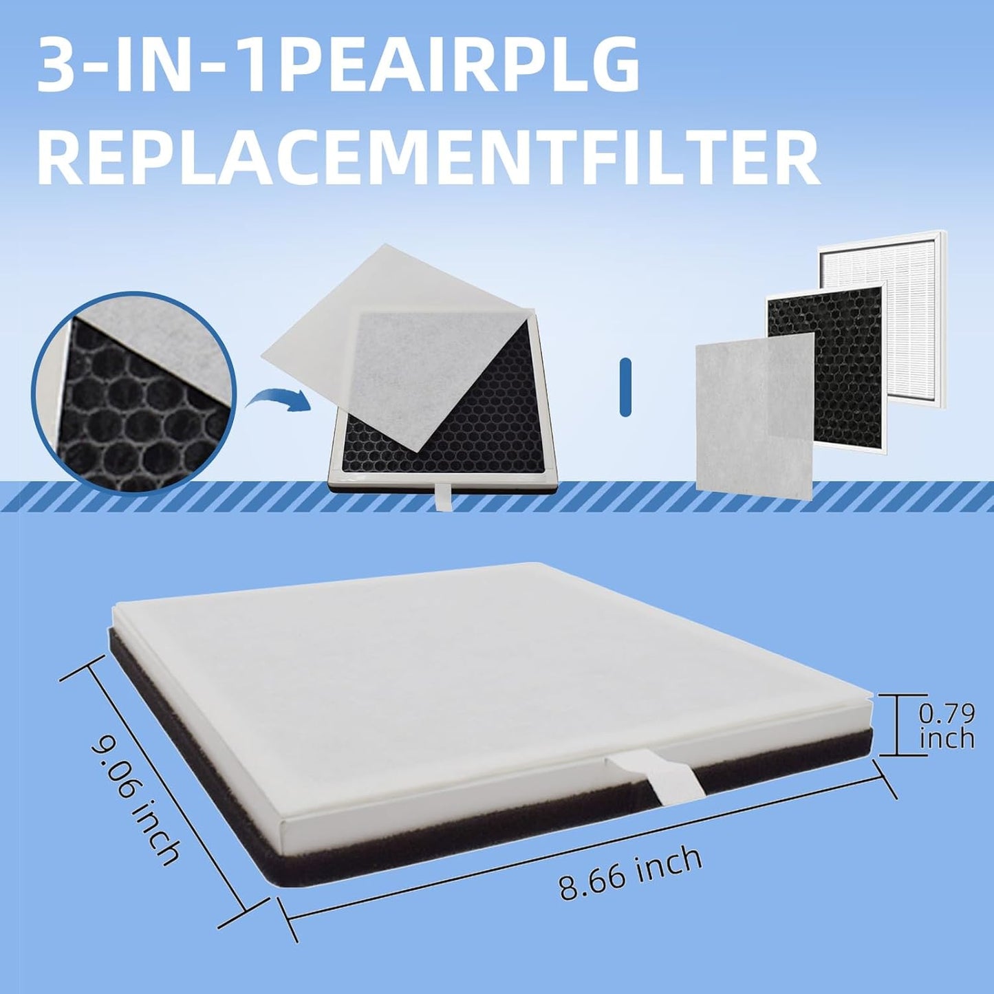 HEPA Filter Replacement for Pure Enrichment PureZone, 3-in-1 Air Purifier Filter, 4-PACK