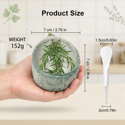 DADERXY Pottery Herb Stripper Bowl Ceramic Set for Kale, Thyme, Basil, Rosemary Stripper