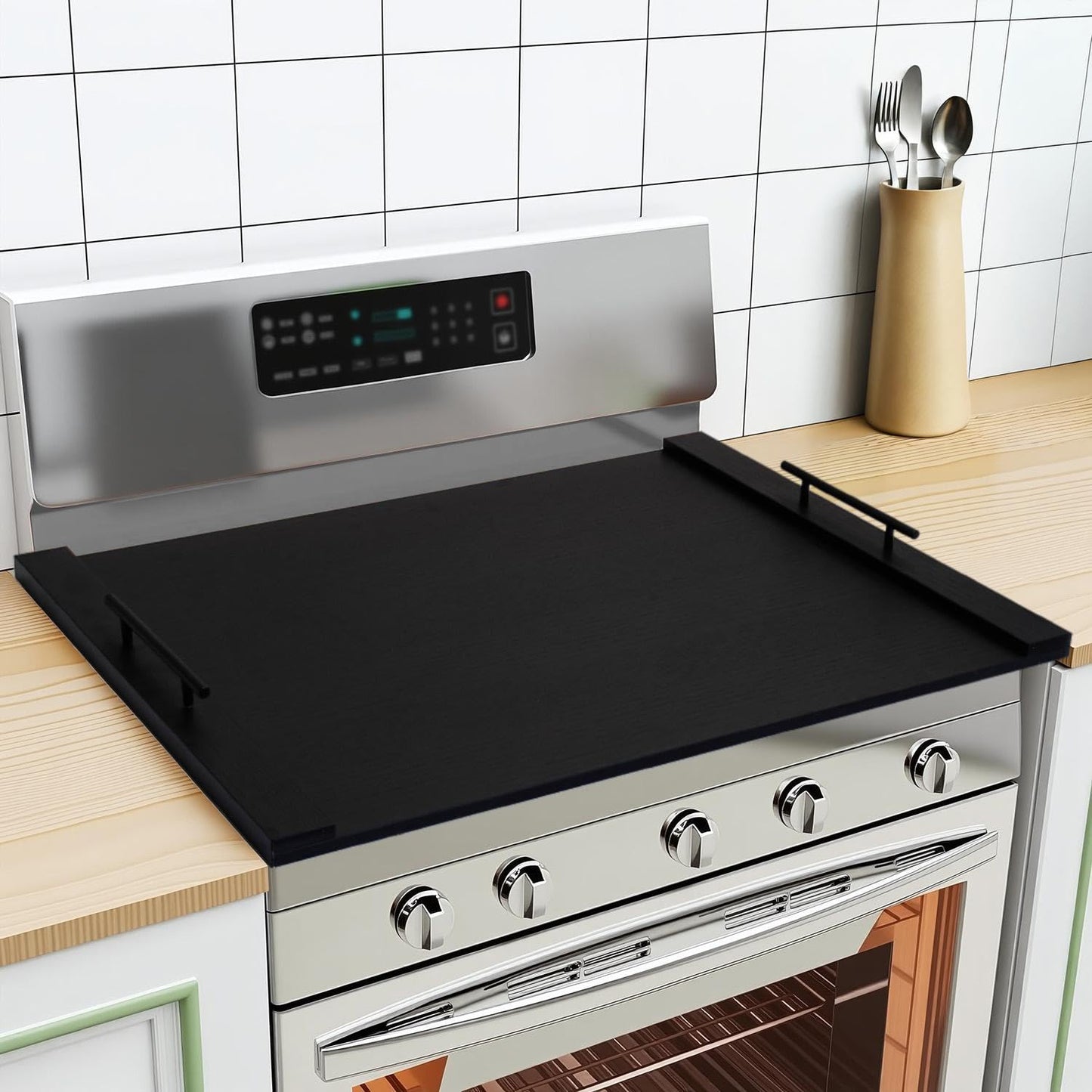 TRFCDSHH Wood Stove Top Cover/Noodle Board Stove Cover, Gas Stove Top Covers for Electric & Gas Stoves (Black)