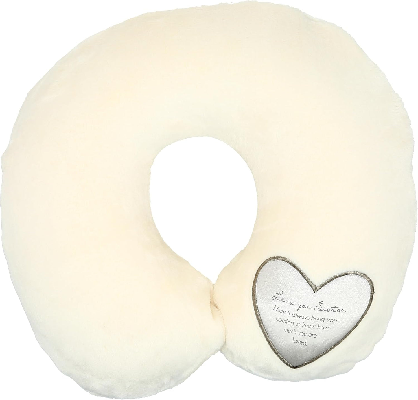 Pavilion Gift Company Soft Memory Foam Travel Neck Pillow for Hospital Stay, Love You Sister, Cream