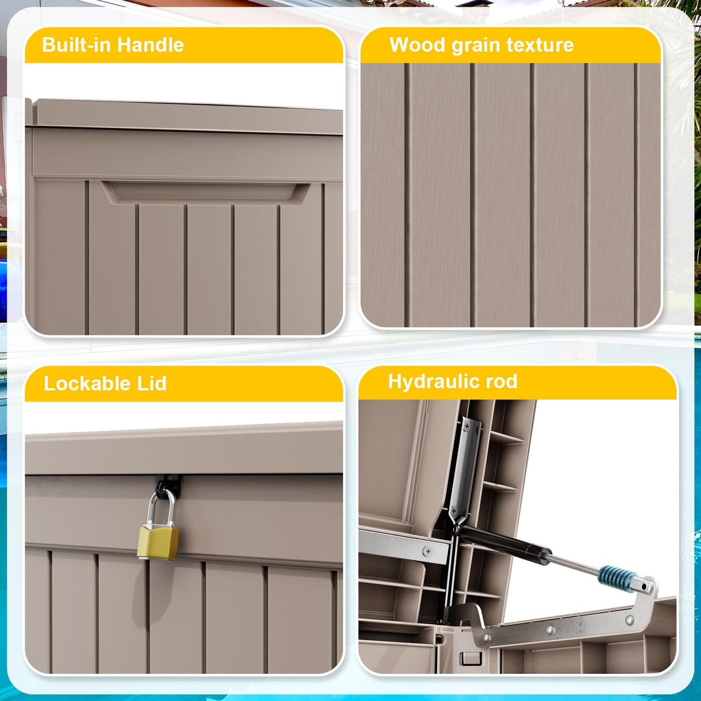 ASKPASS 280 Gallon Deck Box Outdoor, Waterproof Outdoor Storage Boxes with Lids, Outside Resin Lockable Storage Box for Patio Cushions, Garden Tools(Grey)