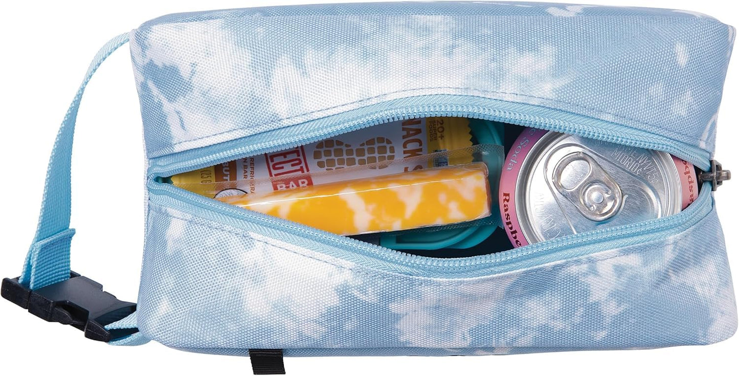 PackIt Freezable Snack Box, Blue Sky, Built with EcoFreeze Technology, Collapsible, Reusable, Zip Closure with Buckle Handle, Designed For Work Snacks, Fresh Snacks On the Go, Adults, and All Ages