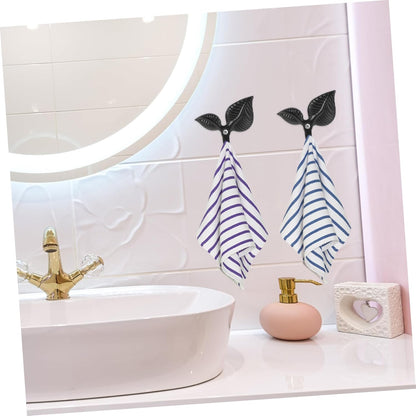 4pcs Bathroom Door Hooks, Entryway Key Hook Wall Coat Hooks, Decorative Iron Art Hook Leaf Shaped