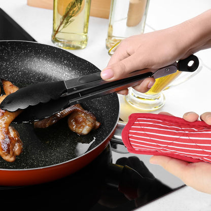uxcell 2Pcs Pot Handle Covers, Heat Resistant Sleeve for Iron Skillet, Kitchen Baking Supplies, Black Red