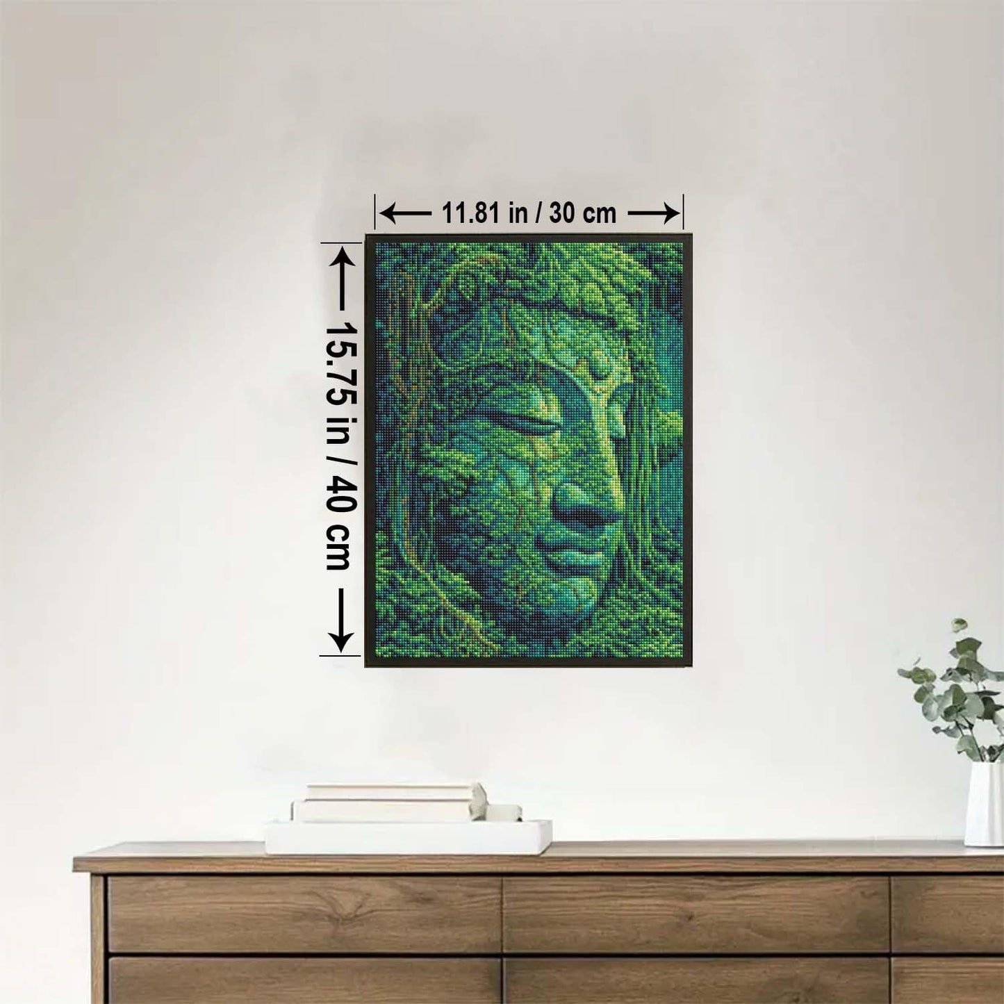 HUINORYA Zen Buddha Bodhi Tree Buddhism Diamond Painting Kit with Frame Full Square Drill DIY Bar Cafe Cave Home Room Wall Bathroom Porch Patio Decor Gift, 16 x 12 Inch