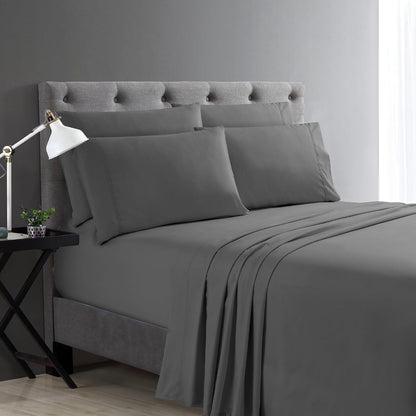 Home Collection Micro Caress Luxurious Sheet Set - 90GSM 4-Piece Full Size - Gray Color