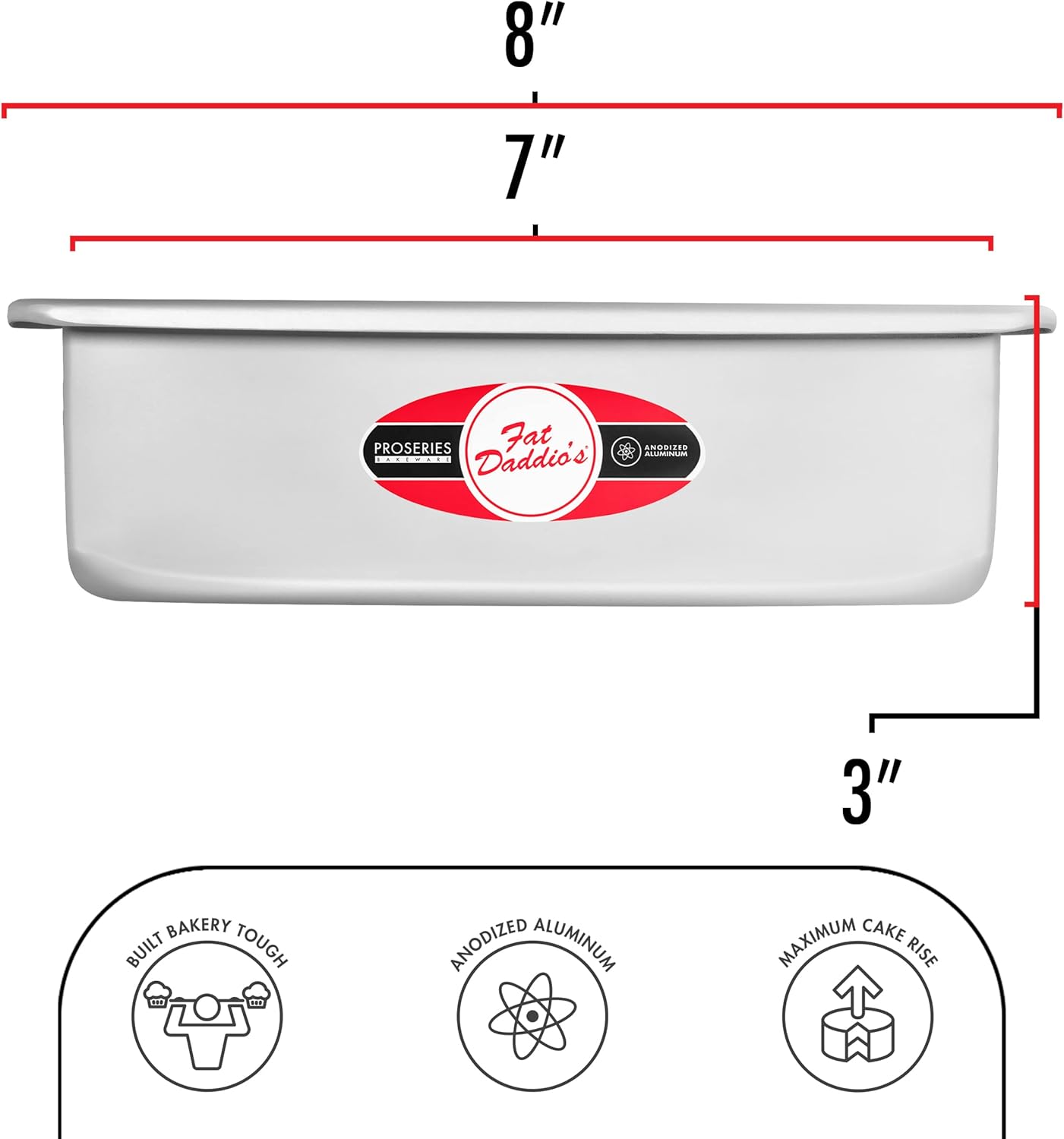 Fat Daddio's Anodized Aluminum Sheet Cake Pan, 7 x 11 x 3 Inch, POB-7113