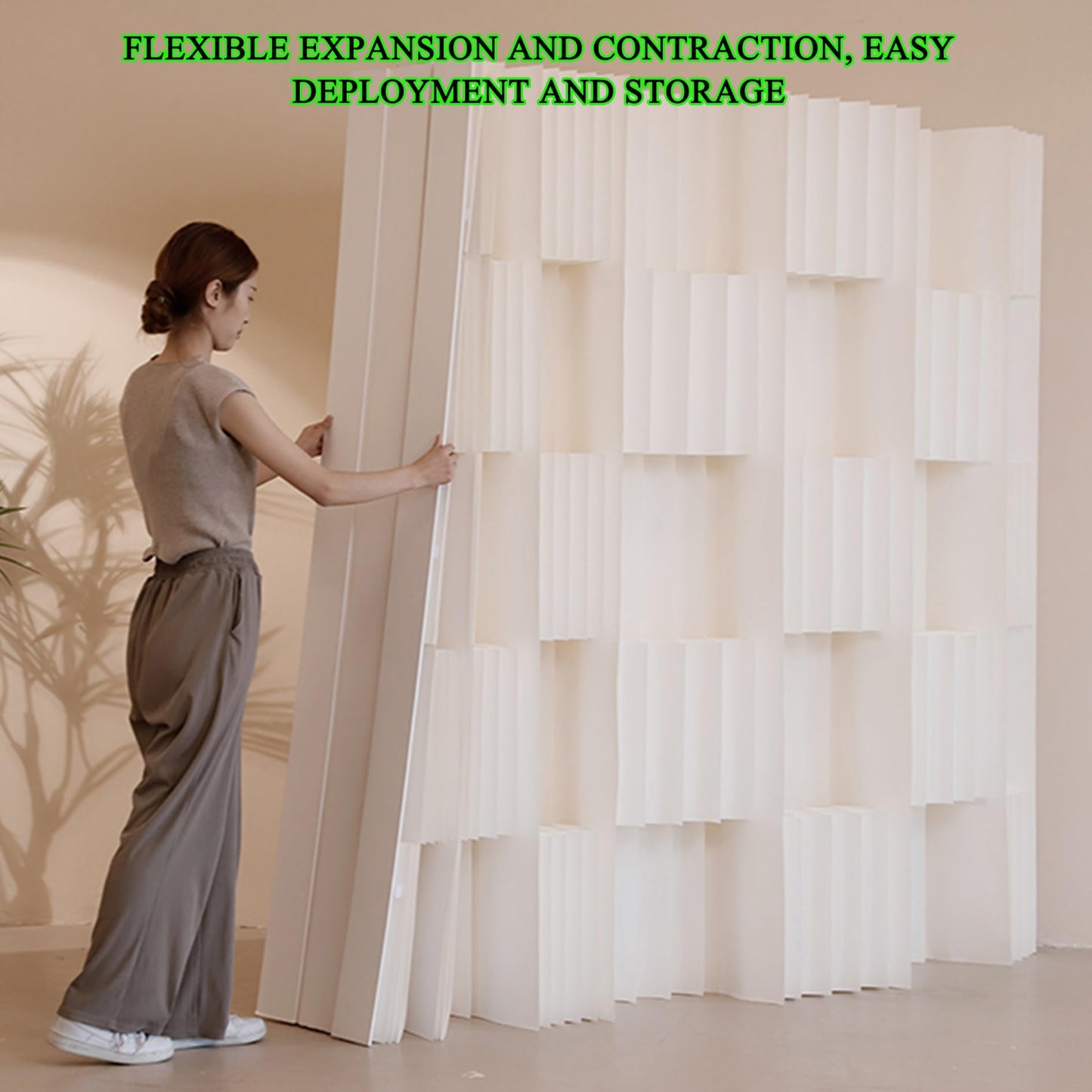 Folding Paper Room Divider, Portable Retractable Partition for Office, Room, Store Use, Lightweight and Easy to Setup, Ideal for Creating Space with Privacy