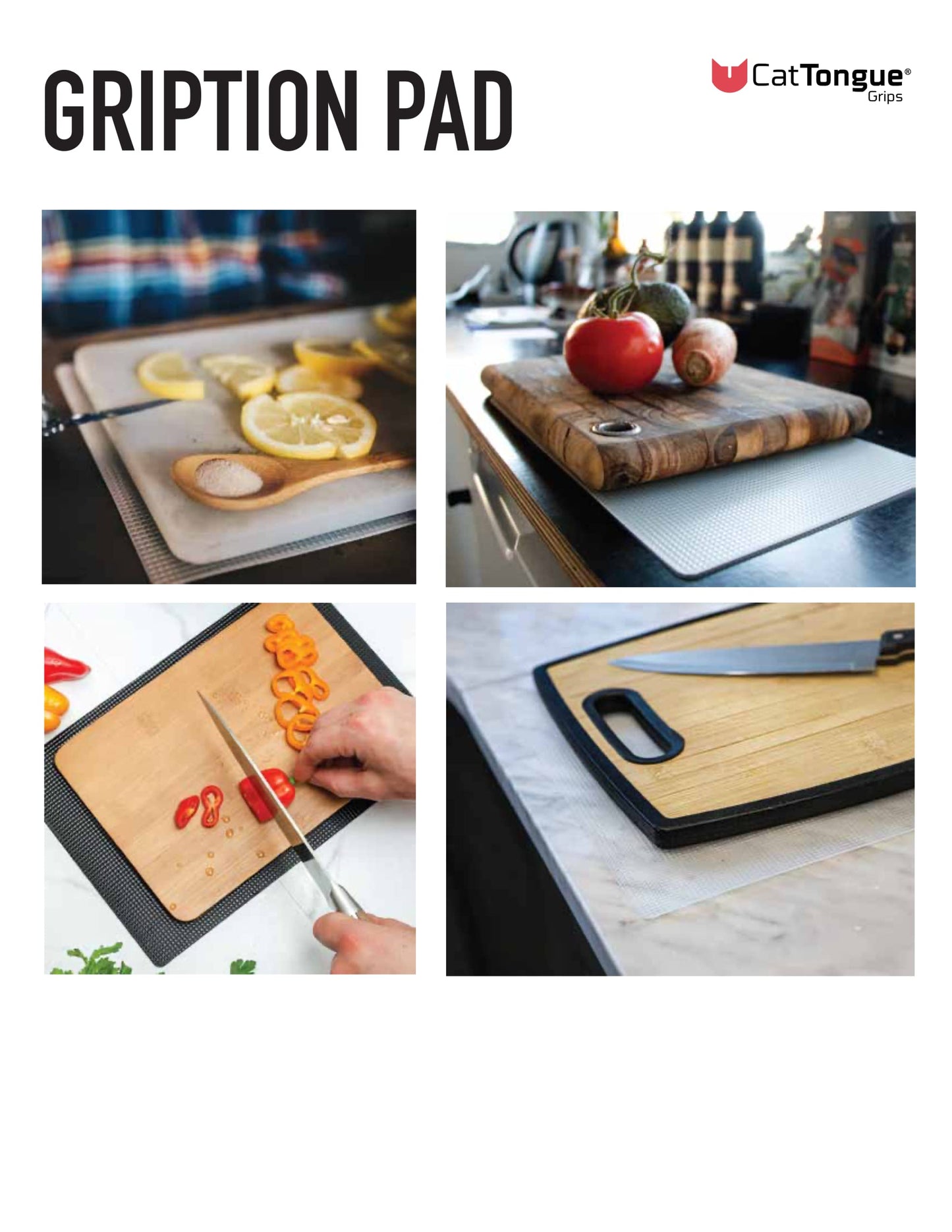 CatTongue Grips Non-Adhesive Anti-Slip Mat - Multi-Purpose Non-Slip Pad For Chefs & Home Cooks - Ideal Cutting Board Mat & Drawer Liner - Kitchen Essentials For Safety (Black, 1-Pack)