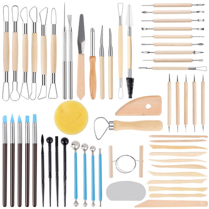 Tovotum 57PCS Pottery Sculpting Tools Ceramic Clay Carving Tools Set for Beginners Expert Art Crafts Pottery Clay Tool
