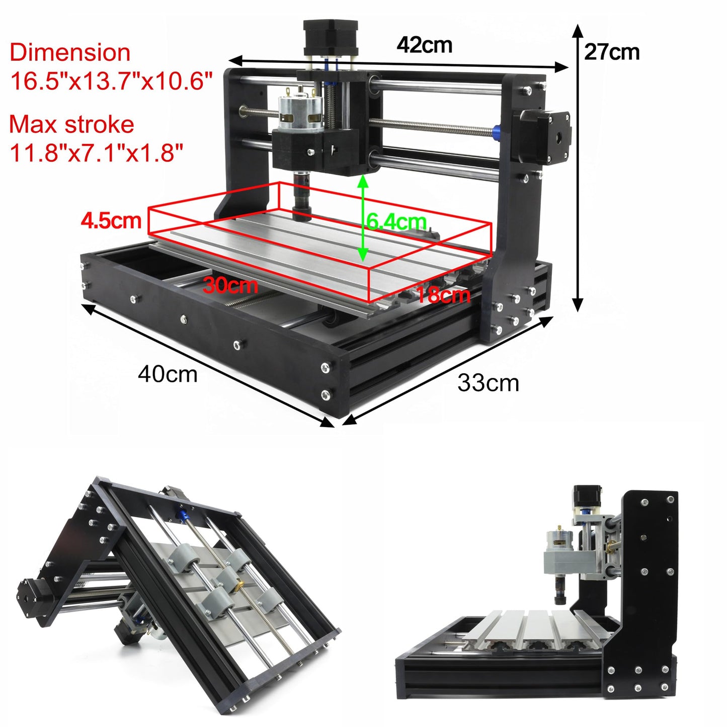 CNCTOPBAOS CNC 3018-PRO Wood Router Kit 3 Axis USB DIY Mini Desktop Engraver Milling Engraving Machine Woodworking Carving Cutting Plastic Acrylic PCB PVC GRBL Control 300x180x45mm