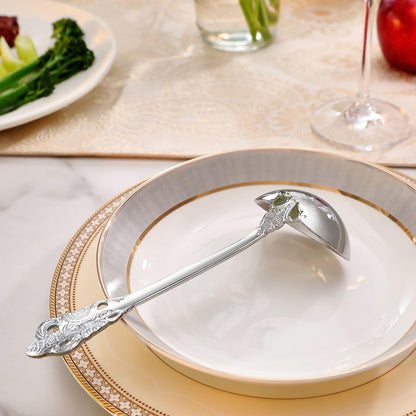KEAWELL Premium 7.5 inch Luxury Gravy Ladle, 18/10 Stainless Steel, Small Gravy Spoon for Home. Solid and Sturdy, Dishwasher Safe. (2, Gold Accent)