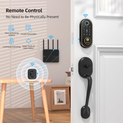 Smart Keyless Entry Door Lock - Fingerprint Electronic Deadbolt Touchscreen Keypad SMONET Biometric Digital Bluetooth Door Lock Smart Deadbolt Compatible with Alexa for Homes and Hotel