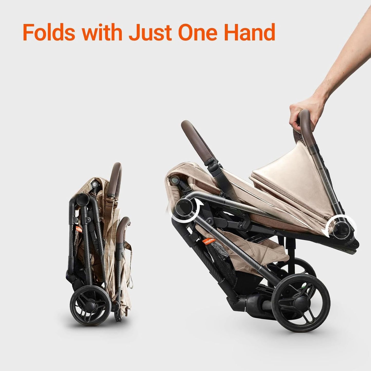 MAMAZING Ultra Air Lightweight Baby Travel Stroller with Carbon Fiber Frame, Compact & Airplane-Friendly, One-Handed Fold, 11.6 lbs, Perfect for Toddlers, Simply Taupe