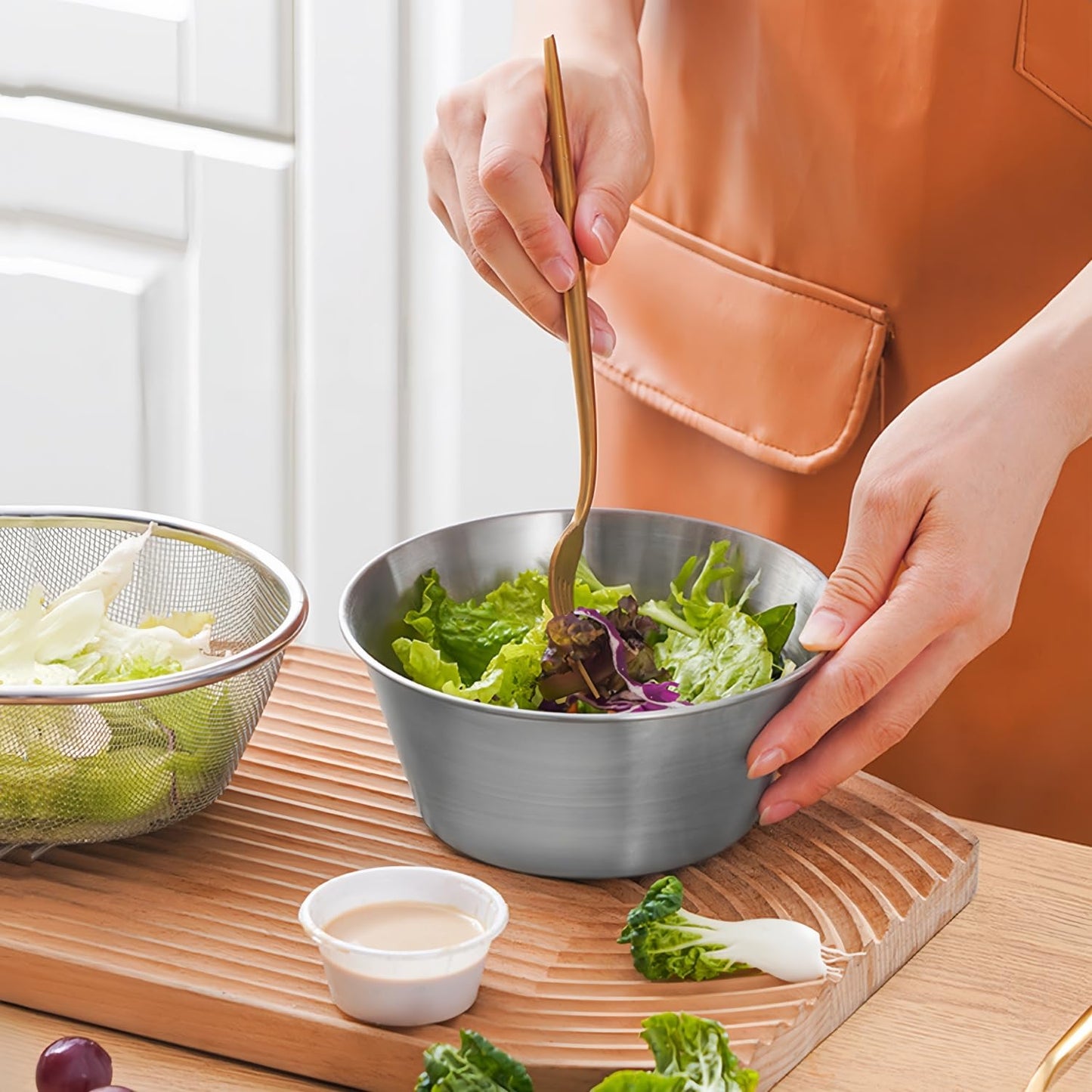 2 Pcs Mini Colander with Small Mixing Strainer Bowl 304 Stainless Steel Berry Basket for Washing Fruits, Vegetables, Rice - Dishwasher-Safe Kitchen Strainer (Silver, 5.51 x 2.36 inches)