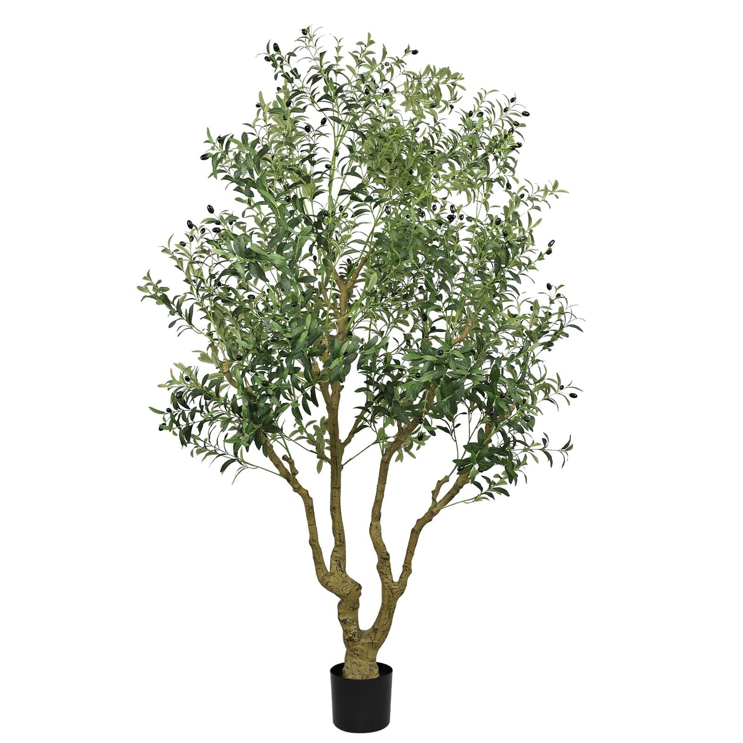 8ft Olive Trees Artificial Indoor Large Faux Olive Tree with Pot, Natural Wood Trunk, Lifelike Fruits & Branches, Fake Plants for Indoor Outdoor Home Office Living Room Floor Decor, 1 Pack
