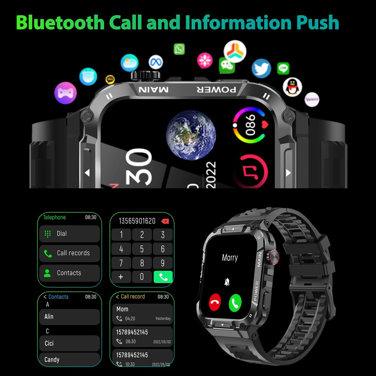 Military Smart Watch for Men with Call Function,Fitness Smartwatch for Android Phones and iPhone,Waterproof Fitness Tracker with Blood Oxygen/Heart Rate/Sleep/100+ Sport Modes, Watches for Men