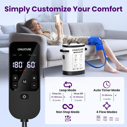Cold Therapy Machine, Program Timer Ice Machine for Knee After Surgery, Portable Ice Therapy Machine with Quiet Pump, Large Cold Pad for Ankle, Arm Joints, Sports Injuries, Cryotherapy Pain Relief