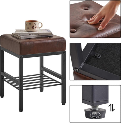 16.34 inches LG-60Z IBUYKE Square Stool with Adjustable Feet and Storage Space, Footrest Chair,Multi-Use as Small Side