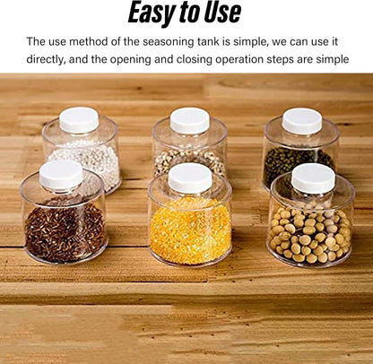 6 Pcs Stackable Spice Pot, Transparent Seasoning Bottles, Space Saving Storage Solution for Kitchen, BPA Free